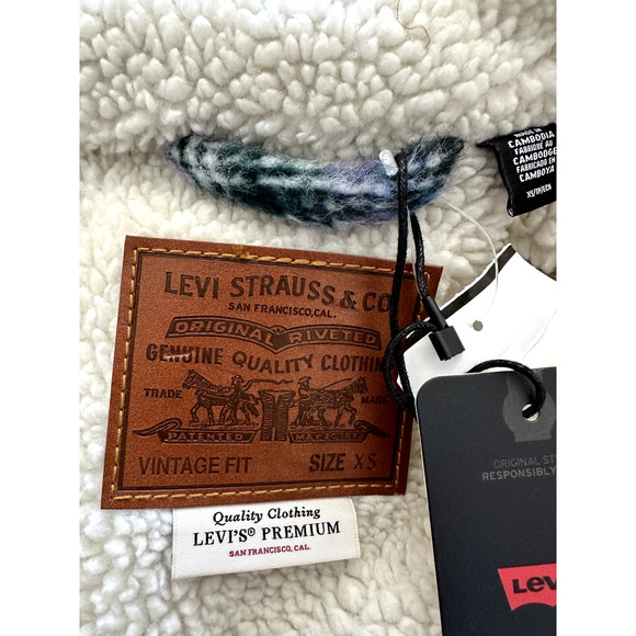 Levi's VINTAGE RELAXED FIT FLEECE SHERPA TRUCKER JACKET Men's Sz XS/Ladies Med - Picture 4 of 7